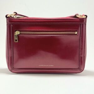 RALPH LAUREN red patent CROSSBODY shoulder bag purse handbag